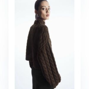 Brand New COS cropped cable-knit turtleneck wool sweater